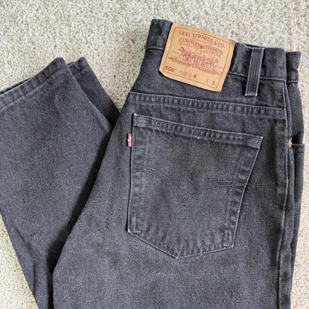 Vintage Levi's 550 Jeans Womens 11 Short Charcoal Gray Relaxed Tapered 30x28